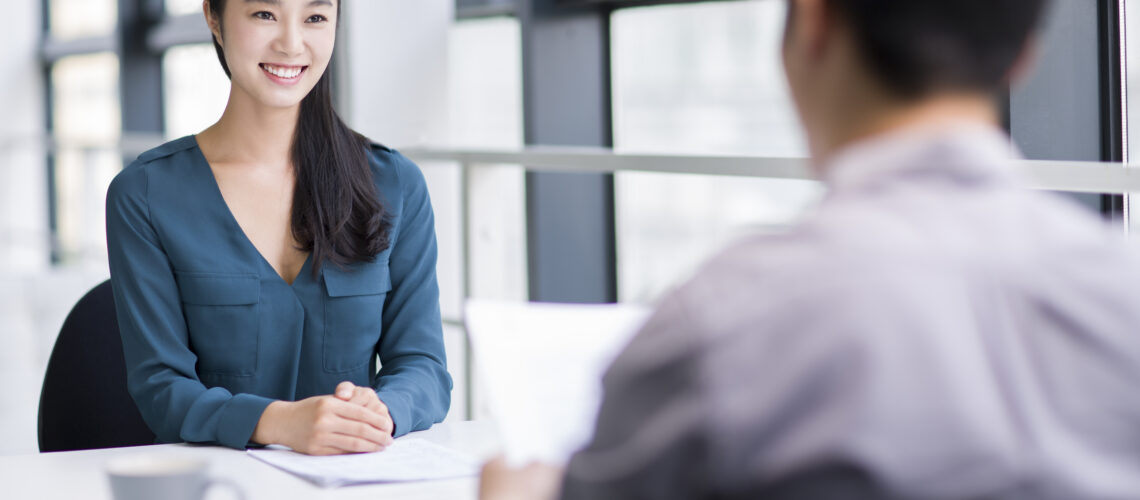 Young woman interviewing for a job